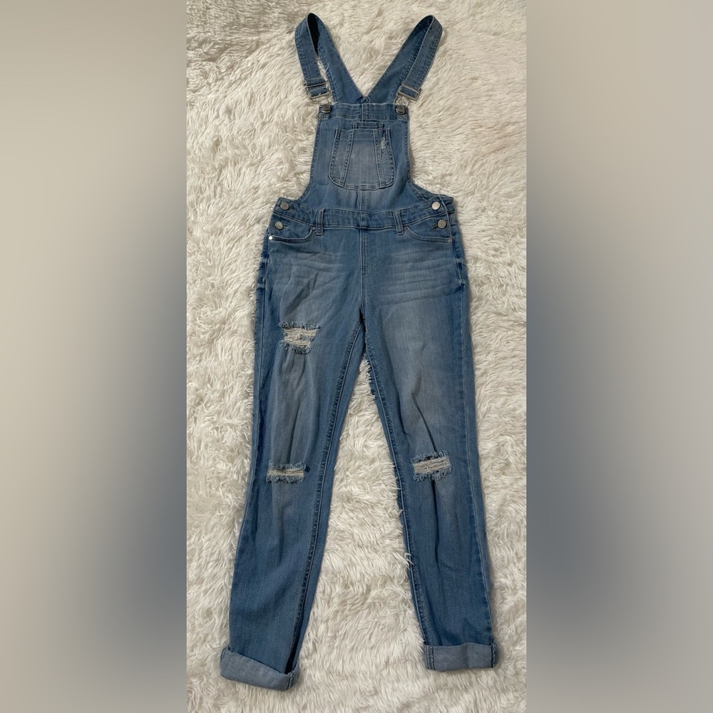 Cred NY Western Boho Indie Cowgirl Farm Denim Overalls Distressed Jumpsuit 5 M